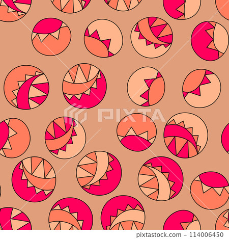 Seamless pattern with geometric aboriginal ornament. Ethnic tribal rounded color background. Afican, australian motiph. Dots painting. Vector illustration, template design for cloth, card, fabric Seamless pattern with geometric aboriginal ornament. Ethnic tribal rounded color background. Afican, australian motiph. Dots painting. Vector illustration, template design for cloth, card, fabric 114006450