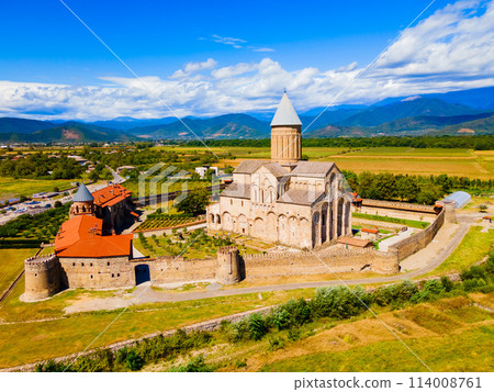 Alaverdi Monastery aerial panoramic view in Kakheti, Georgia Alaverdi Monastery aerial panoramic view in Kakheti, Georgia 114008761