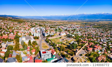 Telavi old town aerial panoramic view Telavi old town aerial panoramic view 114008772