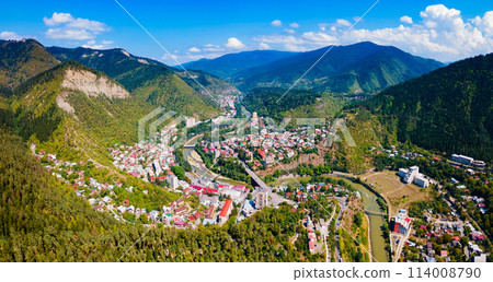 Borjomi town aerial panoramic view, Georgia Borjomi town aerial panoramic view, Georgia 114008790