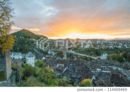 View of the city of Baden, Switzerland from Stein Castle 114009469