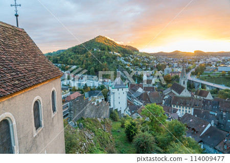 View of the city of Baden, Switzerland from Stein Castle 114009477