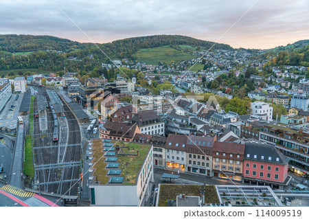 View of the city of Baden, Switzerland from Stein Castle 114009519