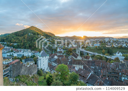 View of the city of Baden, Switzerland from Stein Castle 114009529