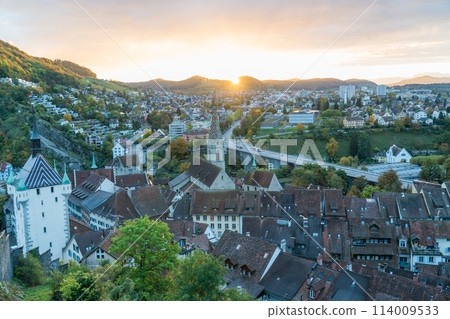 View of the city of Baden, Switzerland from Stein Castle 114009533