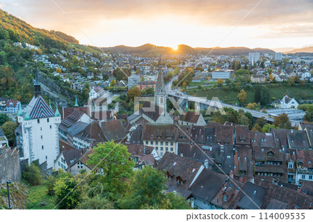 View of the city of Baden, Switzerland from Stein Castle 114009535