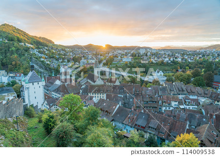 View of the city of Baden, Switzerland from Stein Castle 114009538