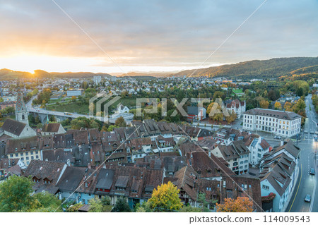 View of the city of Baden, Switzerland from Stein Castle 114009543