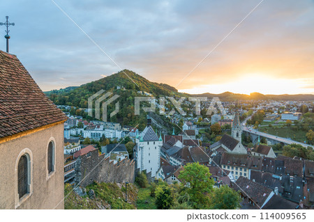 View of the city of Baden, Switzerland from Stein Castle 114009565