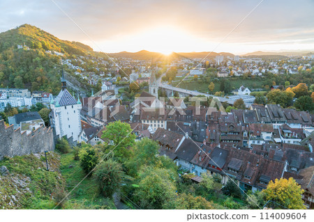 View of the city of Baden, Switzerland from Stein Castle 114009604