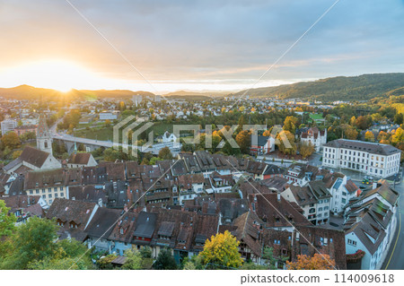 View of the city of Baden, Switzerland from Stein Castle 114009618