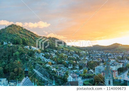 View of the city of Baden, Switzerland from Stein Castle 114009673