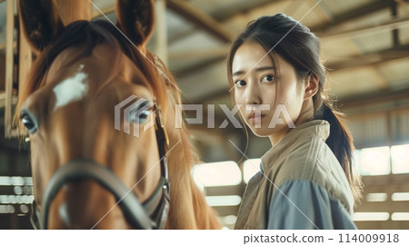 照顧馬匹的女飼養員 照顧馬匹的女飼養員 114009918