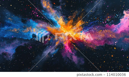 Surreal nebula cloud with an otherworldly touch, painted in watercolor sponge art. Ai Generated 114010036