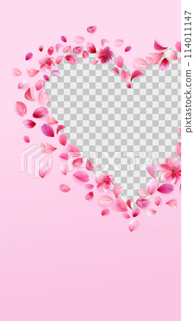valentines day story template. Rose petals png heart frame isolated on pink background. Stock vector illustration isolated on white background. valentines day story template. Rose petals png heart frame isolated on pink background. Stock vector illustration isolated on white background. 114011147