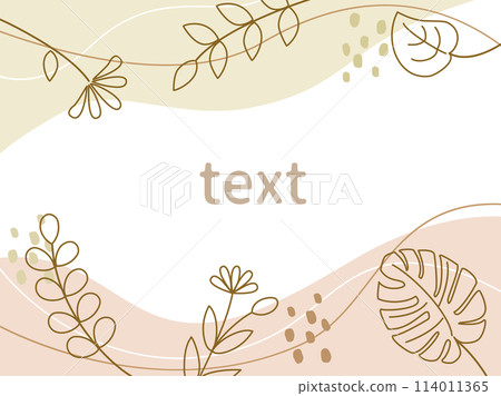 A stylish card combining abstract curves and lines with leaves and floral plants. A stylish card combining abstract curves and lines with leaves and floral plants. 114011365