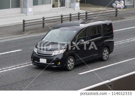 One box car minivan road driving One box car minivan road driving 114012333