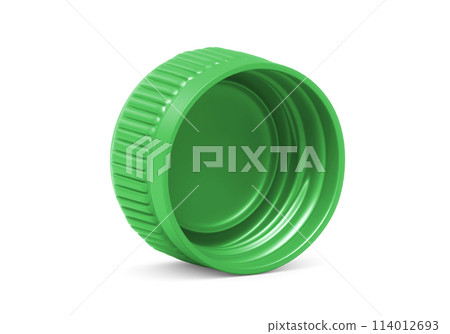 Green plastic bottle caps isolated on white background Green plastic bottle caps isolated on white background 114012693