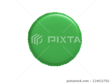 Green plastic bottle caps isolated on white background Green plastic bottle caps isolated on white background 114012702