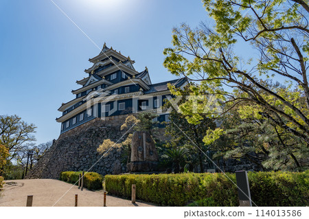 岡山縣，從護城河一側看到的岡山城 114013586