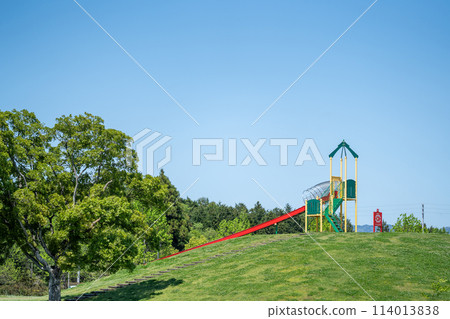 A slide on the hill at Hokusei Central Park in Yokkaichi City, Mie Prefecture 114013838