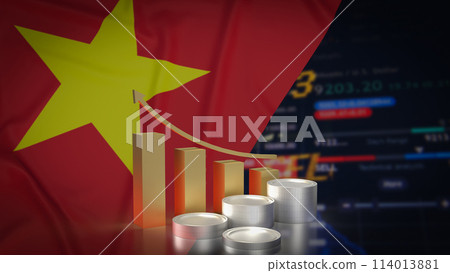 The Vietnam flag on chart background for Business concept 3d rendering. 114013881