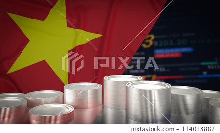 The Vietnam flag on chart background for Business concept 3d rendering. 114013882