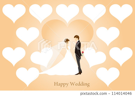 一對夫婦結婚和收集紅心的插圖 一對夫婦結婚和收集紅心的插圖 114014046