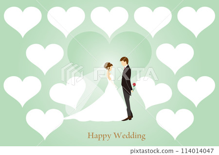 一對夫婦結婚和收集紅心的插圖 一對夫婦結婚和收集紅心的插圖 114014047