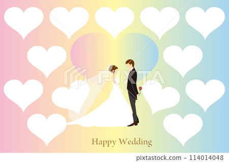 一對夫婦結婚和收集紅心的插圖 一對夫婦結婚和收集紅心的插圖 114014048