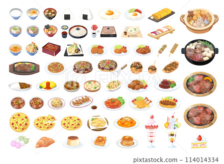 Set of typical dishes and food illustrations 114014334