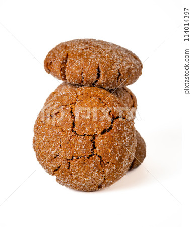 white background Warm Homemade Gingersnap Cookies 114014397