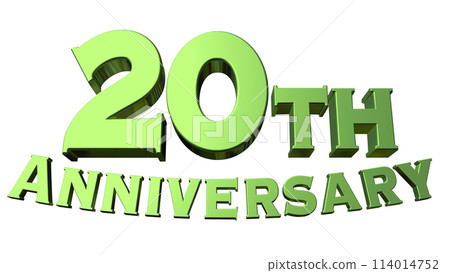3DCG text "20th Anniversary/20th Anniversary" green, green 114014752