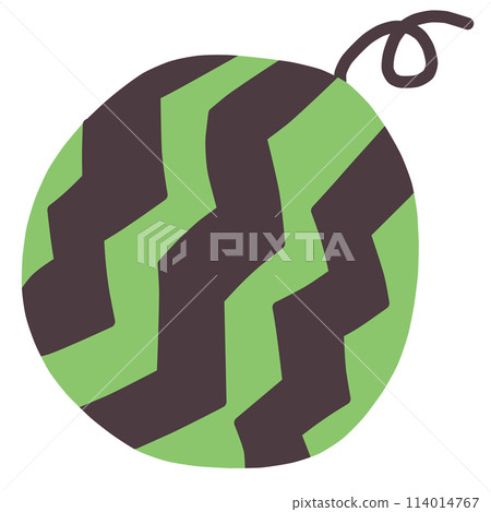 A simple, deformed illustration of a cute watermelon 114014767