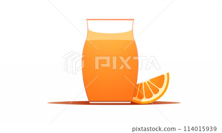 手绘卡通一杯可爱的橙汁插画 114015939