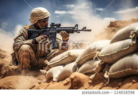 Soldiers on a combat mission 114016596