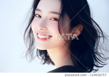 Beautiful smiling woman/skin care "AI generated image" 114016757