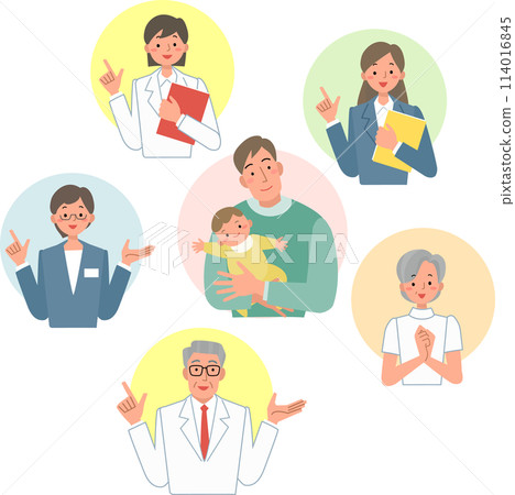 Image diagram of a young father raising a baby and child-rearing support 114016845