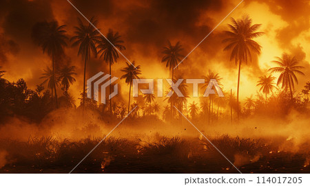 刀耕火種和異常天氣引發的熱帶棕櫚林森林火災 刀耕火種和異常天氣引發的熱帶棕櫚林森林火災 114017205