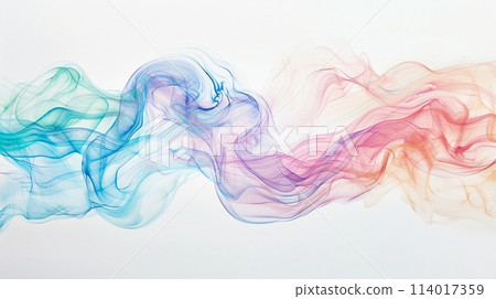 Delicate watercolor in pastels swirls gently around a clear float on a bright white canvas 114017359