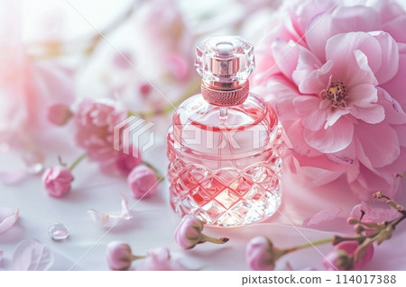 Sweet and delicate womens perfume in a charming bottle, exuding a soft, delightful scent Sweet and delicate womens perfume in a charming bottle, exuding a soft, delightful scent 114017388
