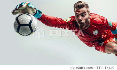 Goalkeeper stopping the shot 114017589