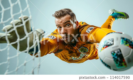Goalkeeper stopping the shot 114017590