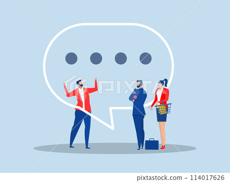 Communication concept. Productive dialogue or conversation between man and woman.People or couple talk or have lively discussion in office.manager and team.vector 114017626