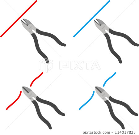 紅色和藍色電纜和鉗子的插圖集 114017823