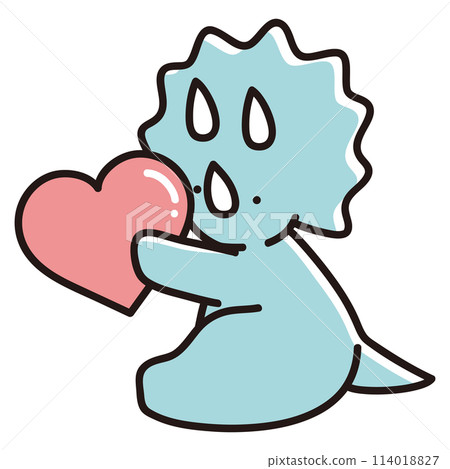 拿著一顆心的小三角龍的插圖 114018827