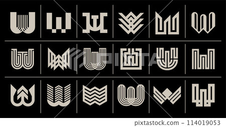 Luxury abstract initial W letter logo set Luxury abstract initial W letter logo set 114019053