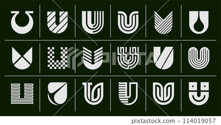 Modern line company letter U logo design set 114019057