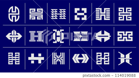 Set of modern technology letter H logo vector Set of modern technology letter H logo vector 114019088