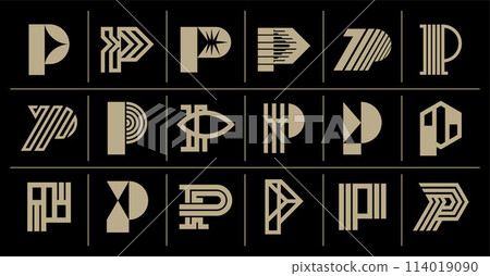 Set of luxury line letter P logo design Set of luxury line letter P logo design 114019090